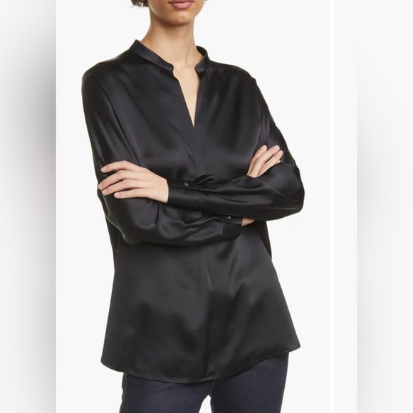 Vince satin band collar blouse - size xs - Picture 2 of 12